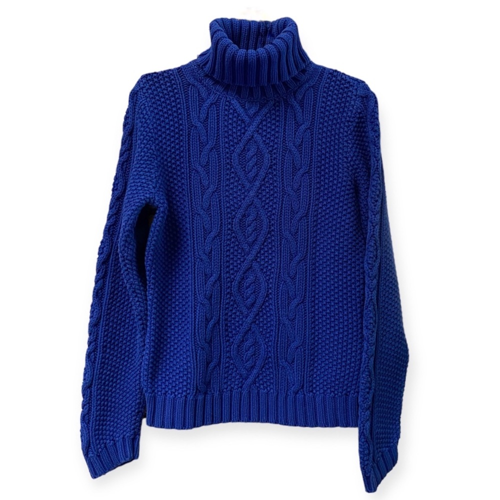Lauren Ralph Lauren 100% Cotton Cable Knit Sweater | Turtleneck | Coastal
